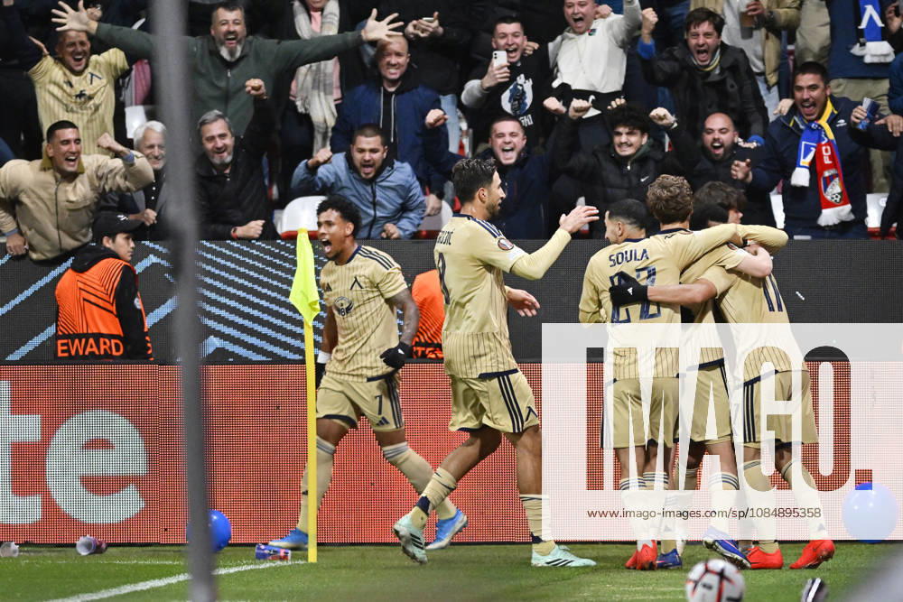Fotball UEFA Europa League 3rd round match: Viktoria Plzen vs Levski Sofia in Pilsen, Czech Republic, October 22, 2026. Soccer players of Levski Sofia celebrate goal. (CTKxPhoto MiroslavxChaloupka) CTKPhotoP2026102209825 CTKPhotoP2026102209825