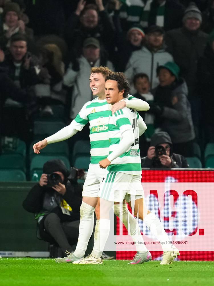 Mika Baur of Celtic celebrates with team mate Callum Osmand after scoring to give Celtic a 1-0 lead Celtic v Celta Vigo, UEFA Europa League, Football, Celtic Park, Glasgow, Scotland, UK - 22 Oct 2026Glasgow Celtic Park Scotland United Kingdom