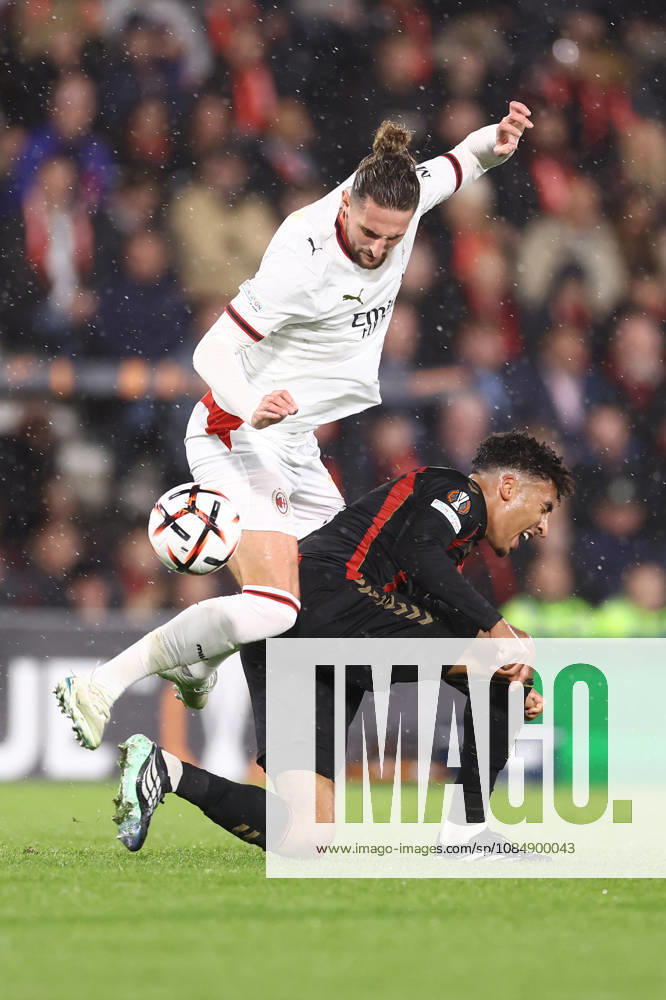 Bournemouth v AC Milan 22 October 2026, Bournemouth - UEFA Europa League - Bournemouth v AC Milan - Adrien Rabiot of AC Milan and James Hill of Bournemouth - Photo: Jacques Feeney Offside. Bournemouth UK