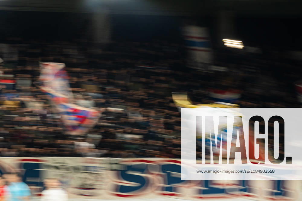 THUN, BERN - OCTOBER 22: Fans of HNK Hajduk Split wave flags during the UEFA Conference League match between FC Thun and HNK Hajduk Split at VISANA STADION on October 22, 2026 in Thun, Bern, Switzerland.