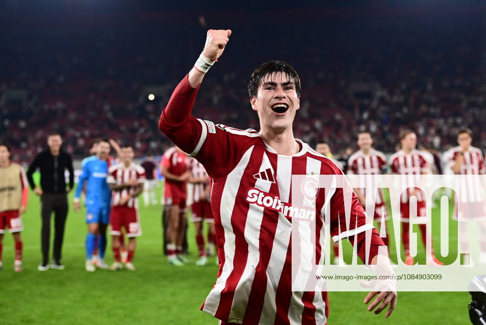 UEFA Europa League - Olympiacos FC vs AC Sparta Praha - Armando Gonzalez of Olympiacos FC celebrates after scoring during the UEFA Europa League Phase matchday 3 soccer match between Olympiacos FC and AC Sparta Praha at the Georgios Karaiskakis Stadium in Piraeus, Greece, 22 October 2026. IMAGO ONE INCH PRODUCTIONS PIRAEUS GREECE