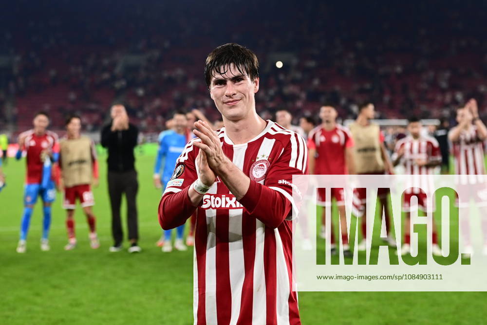 UEFA Europa League - Olympiacos FC vs AC Sparta Praha - Armando Gonzalez of Olympiacos FC celebrates after scoring during the UEFA Europa League Phase matchday 3 soccer match between Olympiacos FC and AC Sparta Praha at the Georgios Karaiskakis Stadium in Piraeus, Greece, 22 October 2026. IMAGO ONE INCH PRODUCTIONS PIRAEUS GREECE