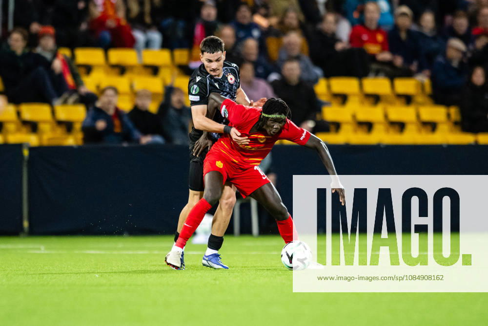 FC Nordsjaelland v CSKA Sofia, UEFA Conference League, Farum, Denmark Farum, Denmark. 22nd, October 2026. Stephen Acquah (15) of FC Nordsjaelland and Petko Panayotov of CSK Sofia seen during the UEFA Conference League match between FC Nordsjaelland and CSKA Sofia at Right to Dream Park in Farum. Danmark, Farum, Right to Dream Park