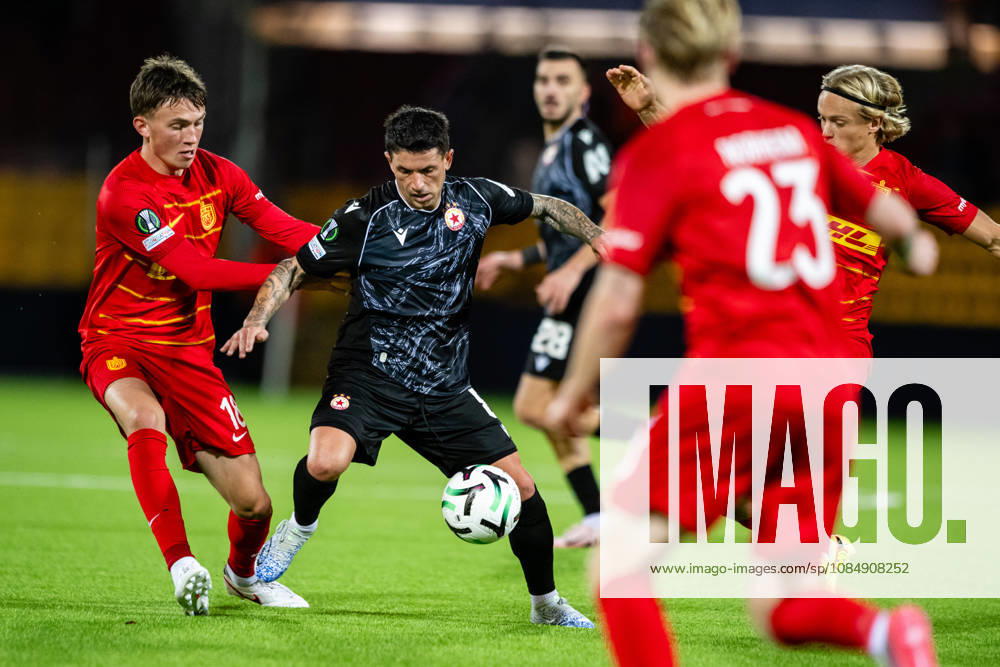 FC Nordsjaelland v CSKA Sofia, UEFA Conference League, Farum, Denmark Farum, Denmark. 22nd, October 2026. Stefano Sensi (8) of CSKA Sofia and Justin Janssen (18) of FC Nordsjaelland seen during the UEFA Conference League match between FC Nordsjaelland and CSKA Sofia at Right to Dream Park in Farum. Danmark, Farum, Right to Dream Park