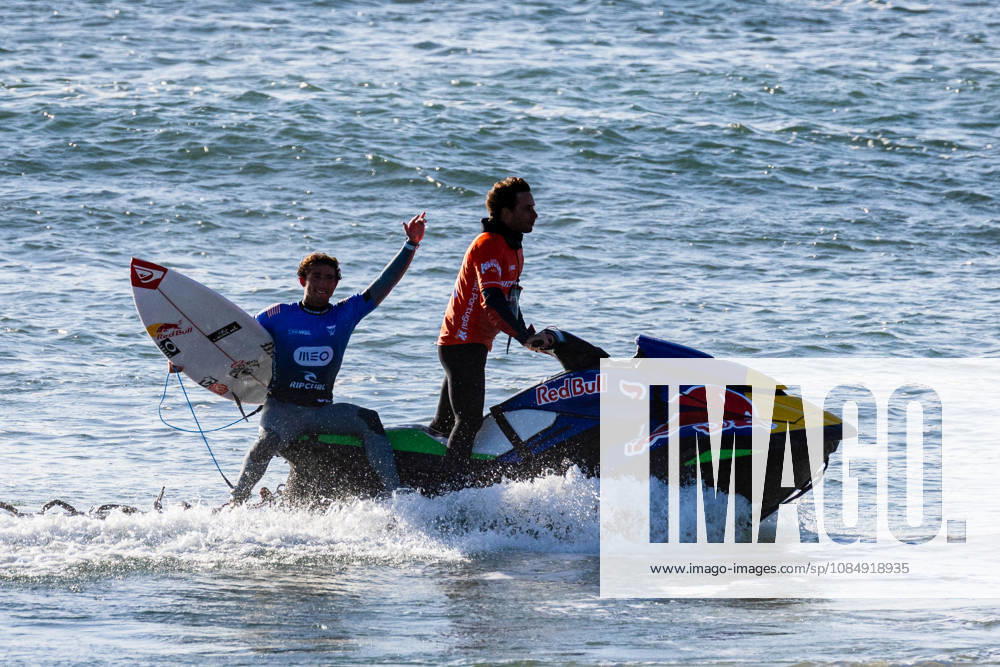 Griffin Colapinto celebrates after winning the final of Meo Rip Curl Pro Portugal at Praia dos Supertubos on October 23, 2026 in Peniche, Portugal. Peniche Portugal - ZUMAs391 20261023_znp_s391_013