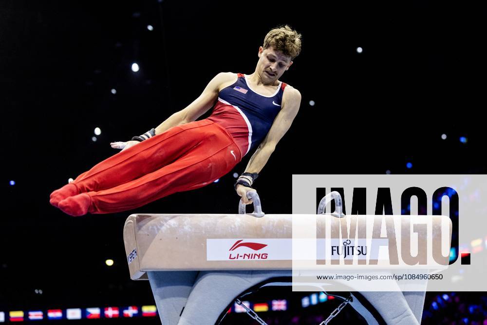 ROTTERDAM - Patrick Hoopes (USA) during the vault apparatus final at the World Gymnastics Championships in Rotterdam Ahoy. IRIS VAN DEN BROEK ANP ANPxSportx IVx 573473824 originalFilename: 573473824
