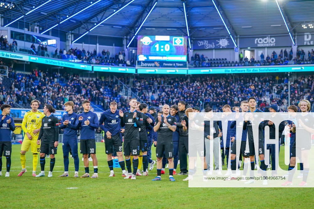 Deutschland: Fussball Bundesliga 2026 - 2027, 7. Spieltag - SC Paderborn vs Hamburger SV - Home-Deluxe-Arena (Paderborn): Freude, Emotionen, Jubel nach dem Heimsieg