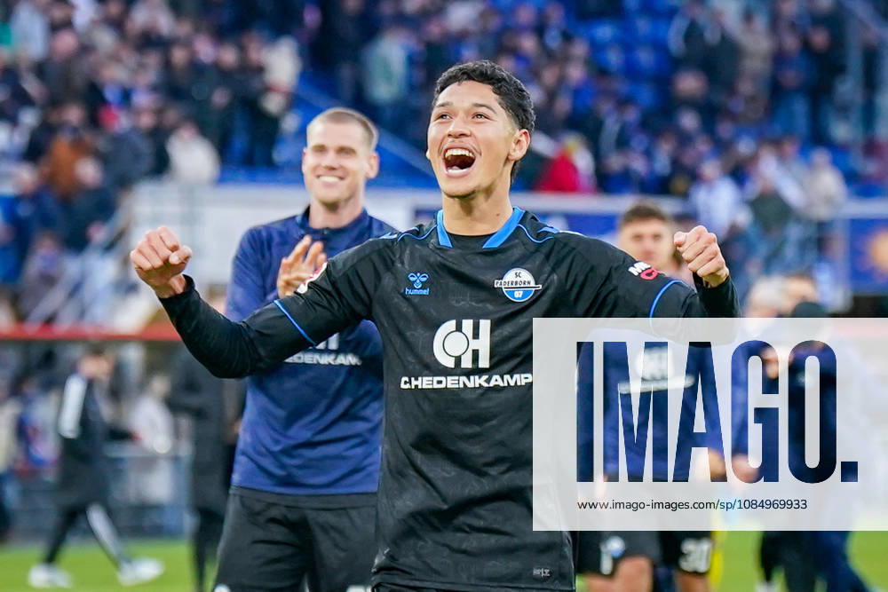 Deutschland: Fussball Bundesliga 2026 - 2027, 7. Spieltag - SC Paderborn vs Hamburger SV - Home-Deluxe-Arena (Paderborn): Santiago Castaneda (Paderborn 5) Freude, Emotionen, Jubel, Mimik, Gesichtsausdruck, Geste, Gestik, Emotion