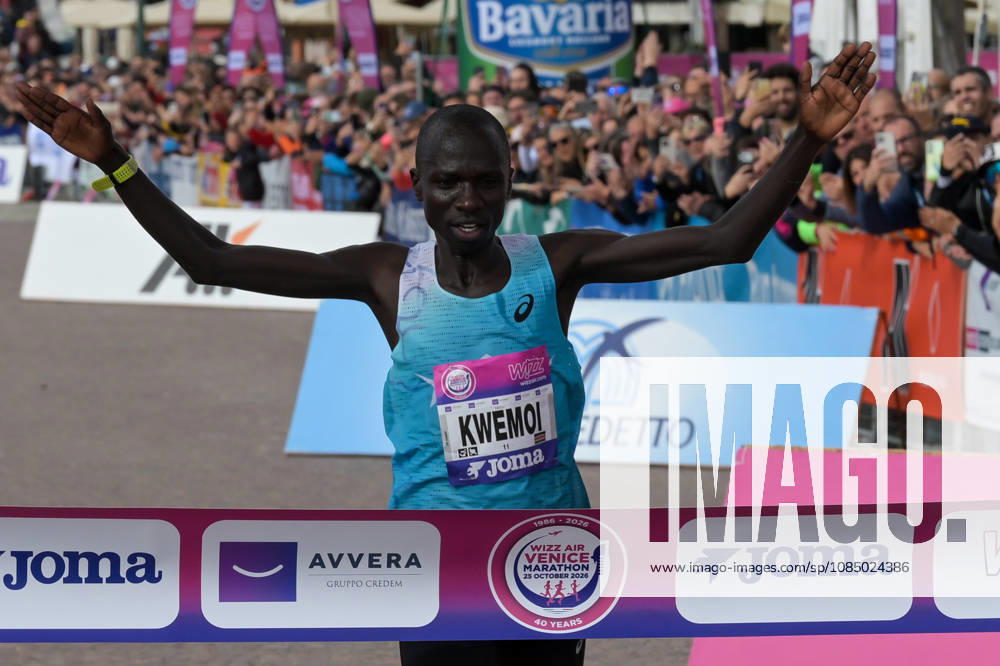 IPA90161371 - Hammington Kimaiyo of Kenya wins the marathon at the 40th Venice Marathon in 2026, a marathon race held in Venice, Italy, on October 25, 2026