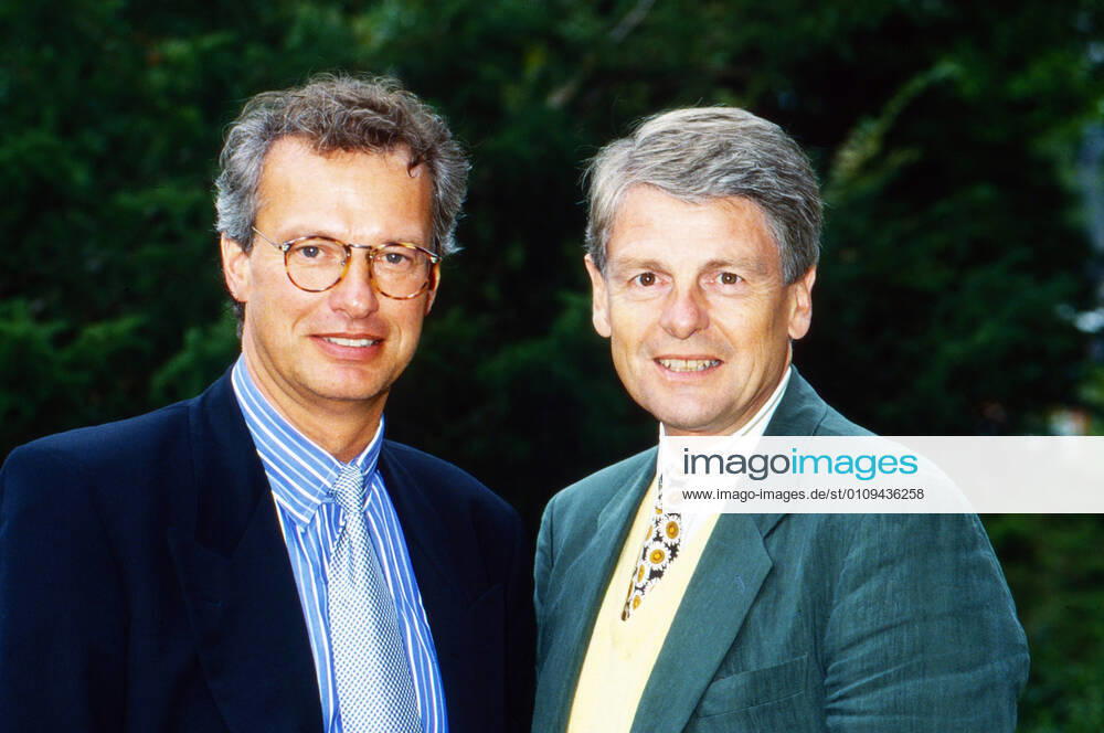 Klaus Peter Sieglich, Klaus Bresser Klaus Peter Sieglich und Klaus Bresser, deutsche Moderatoren beim ZDF in Mainz, Deutschland um 1988., Mainz Rheinland-Pfalz Deutschland