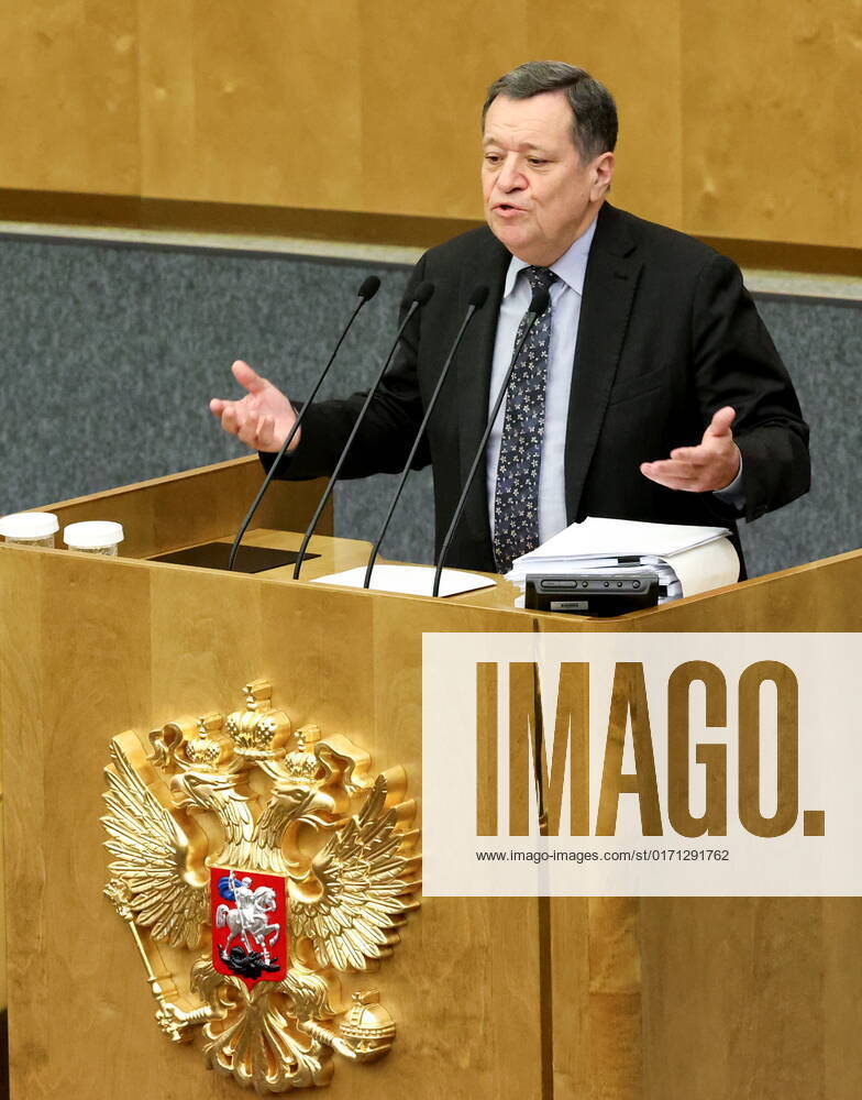 RUSSIA, MOSCOW - OCTOBER 26, 2022: Andrei Makarov, chairman of the Russian State Duma s Budget and Taxes Committee, addresses a meeting of the Russian State Duma. The Russian State Duma discusses the draft federal budget for 2023 and the 2024 25 planning period at first reading. Sergei Karpukhin TASS 55553601