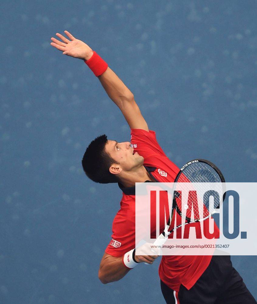 (151006) -- BEIJING, Oct. 6, 2015 -- Novak Djokovic of Serbia serves during the men s singles first round match of China Open Tennis Tournament against Simone Bolelli of Italy at the National Tennis Center in Beijing, capital of China, Oct. 6, 2015. Djokovic won 2-0. ) (SP)CHINA-BEIJING-TENNIS-CHINA OPEN-MEN S SINGLES (CN) LixWen