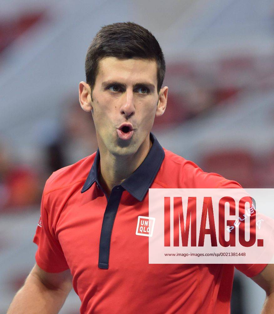 (151008) -- BEIJING, Oct. 8, 2015 -- Novak Djokovic of Serbia reacts during the men s singles second round match against Zhang Ze of China at the China Open tennis tournament in Beijing, China, Oct. 8, 2015. Djokovic was qualified for the next round after beating Zhang 2-0. ) (SP)CHINA-BEIJING-TENNIS-CHINA OPEN-MEN S SINGLES-DJOKOVIC LixWen