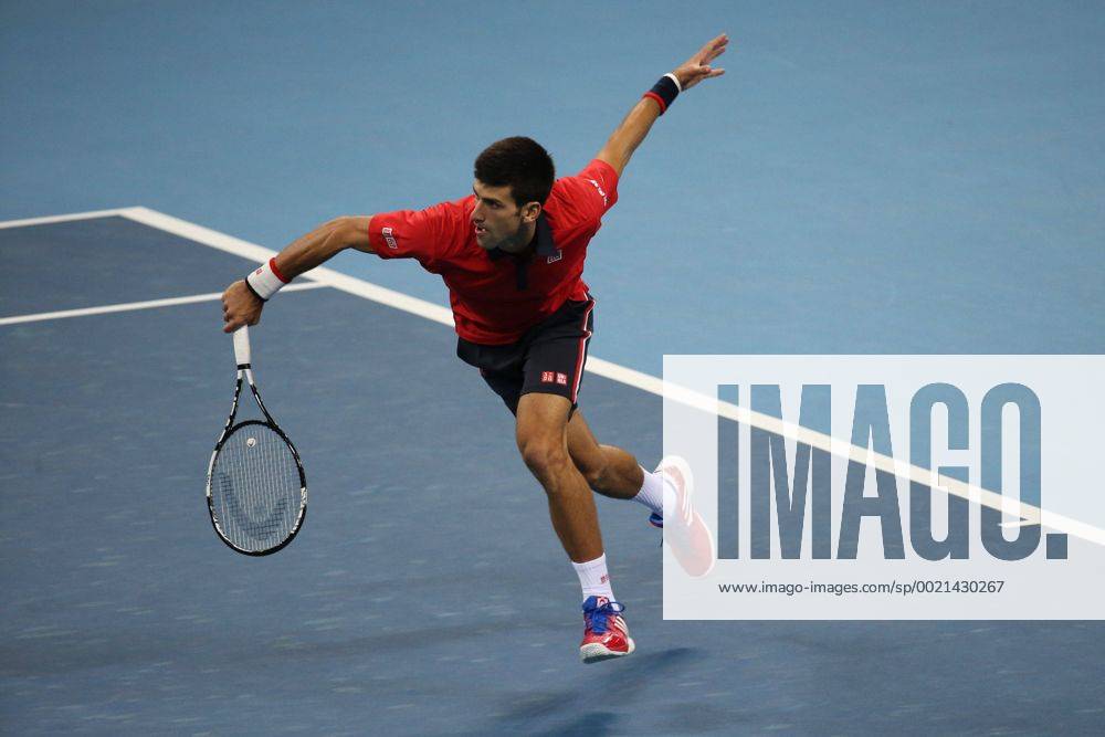 (151011) -- BEIJING, Oct. 11, 2015 -- Novak Djokovic of Serbia hits a return to Rafael Nadal of Spain during their men s singles final at 2015 China Open Tennis Tournament in Beijing, China, Oct. 11, 2015. Djokovic claimed the title of the event after beating Nadal 2-0. ) (SP)CHINA-BEIJING-TENNIS-CHINA OPEN-MEN S SINGLES-FINAL XingxGuangli