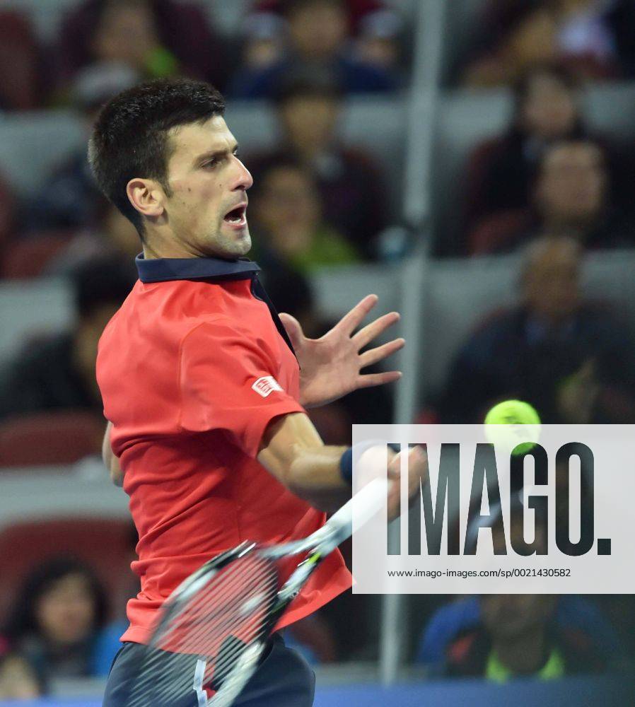 (151011) -- BEIJING, Oct. 11, 2015 -- Novak Djokovic of Serbia hits a return to Rafael Nadal of Spain during their men s singles final at 2015 China Open Tennis Tournament in Beijing, China, Oct. 11, 2015. Djokovic claimed the title of the event after beating Nadal 2-0. ) (SP)CHINA-BEIJING-TENNIS-CHINA OPEN-MEN S SINGLES-FINAL LixWen
