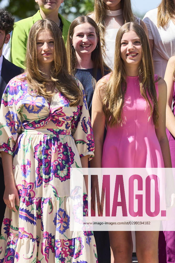 Madrid Princess Leonor and Princess Sofia during a meeting with the board and students of the Spanish committee of the United World College foundation, sponsors of the scholarships for students, at La Zarzuela palace in Madrid. No Spain Â