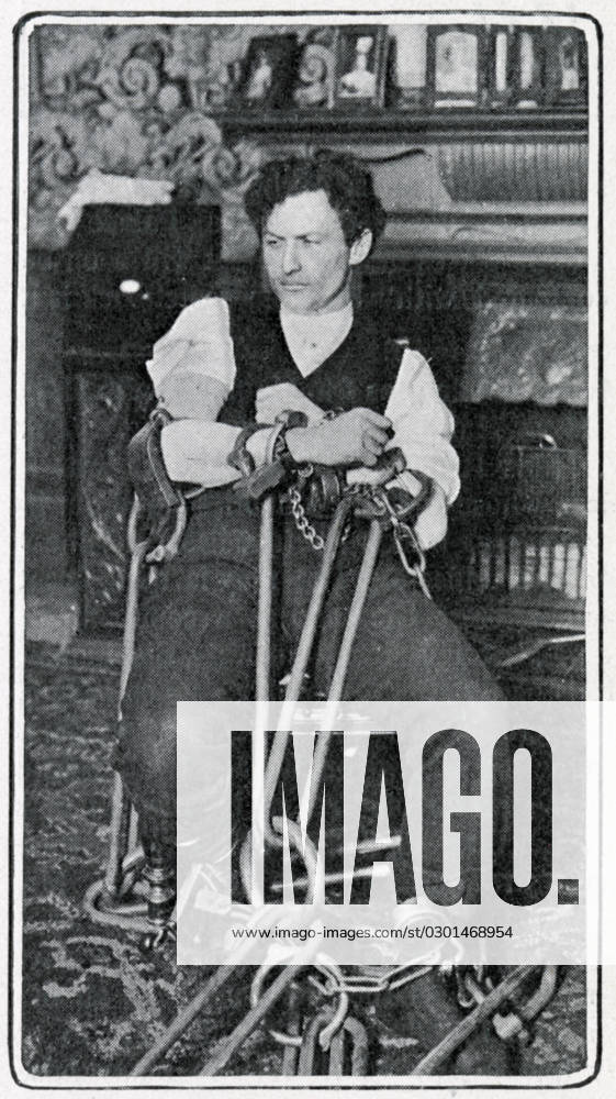 Houdini & Daily MIrror Challenge - handcuffs 1904 The handcuffs with which the Daily Mirror challenged Harry Houdini at the London Hippodrome in March 1904. The cuff was allegedly made by a Birmingham blacksmith, Nathaniel Hart, who had spent five years perfecting its locks. On 17 March, Houdini, the so-called Handcuff King ,was manacled into the cuffs and took over an hour to escape in front of a packed theatre. There are various conspiracy theories about how Houdini managed the escape and it is possible he and the Mirror colluded together. Date: 1904