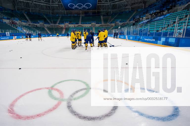 Players of Sweden during a training session during day five of the 2018 Winter Olympics on February 14, 2018 in Pyeongchang. Photo: Petter Arvidson BILDBYRAN kod PA 91967