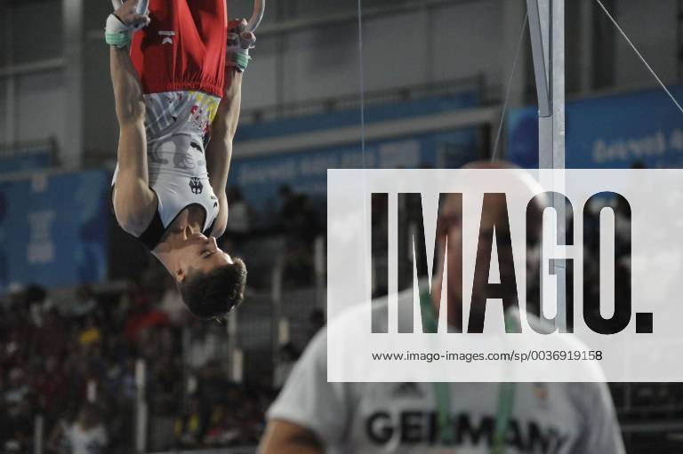 Buenos Aires, Buenos Aires, Argentina - DANIEL SCHWED of Germany performs his routine on the rings during the Men s Gymnastics Qualifications on Day 2 of the Buenos Aires 2018 Youth Olympic Games Olympische Spiele Olympia OS at the Olympic Park. Buenos Aires 2018 Youth Olympic Games - ZUMAm105 85932561st