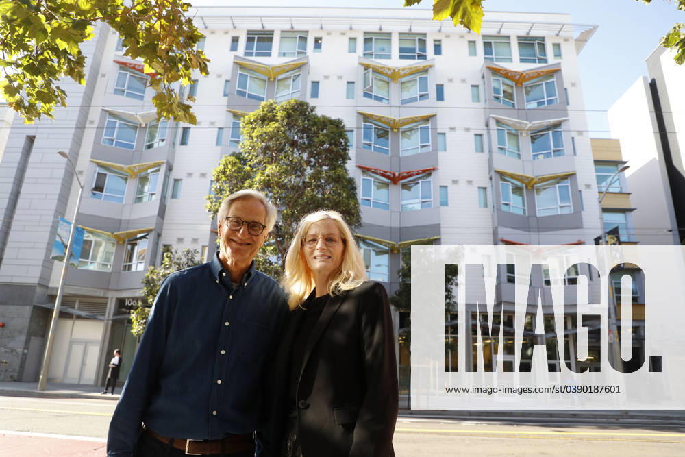 Richard Springwater, Board Member, and Beth Stokes, Executive Director, of the Episcopal Community Services shown in front of one of their residential buildings in San Francisco, California on Thursday, September 28, 2023. The city of San Francisco has come under a lot of attack for how it is handling the homeless, drug and retail fallout in Downtown San Francisco. San Francisco USA - ZUMAm117 20230928_zaf_m117_042