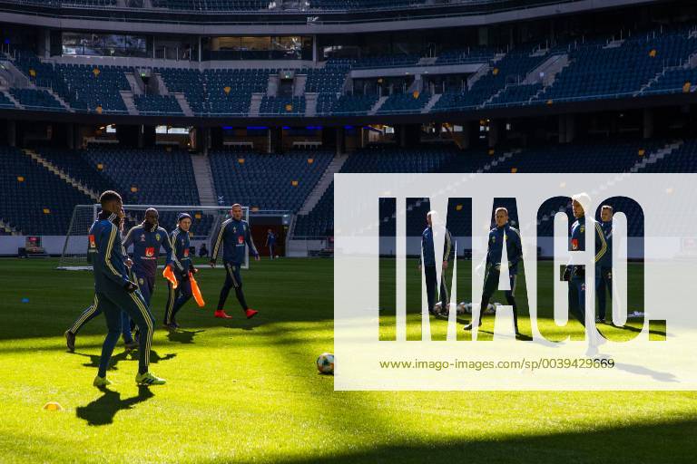 Players of Sweden during a training session on March 19 2019 in Stockholm.