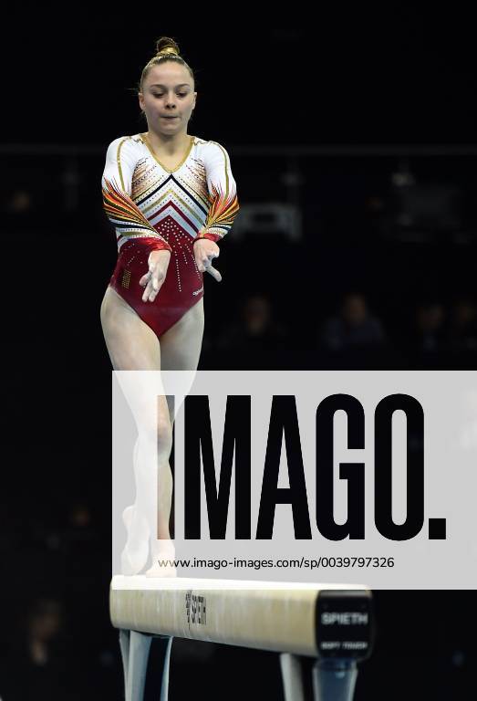 Belgian gymnast Jade Vansteenkiste pictured in action at the beam during qualifications at the European Championships Artistic Gymanstics in Szczecin, Poland, Thursday 11 April 2019. The EC are taking place from 10 to 14 April. ERICxLALMAND x05565956x