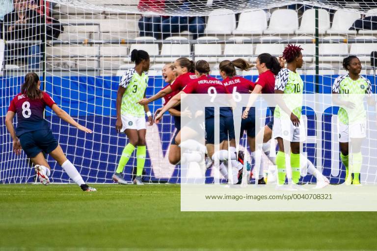Guro Reiten of Norway celebrates after scoring 1-0 during the FIFA Women s World Cup match between Norway and Nigeria on June 8, 2019 in Reims. Photo: Fredrik Varfjell BILDBYRAN kod FV 150256
