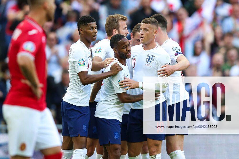 Harry Kane of England celebrates scoring the first goal during the European 2020 Championship Qualifying match at Wembley Stadium, London. Picture date: 7th September 2019. Picture credit should read: James Wilson Sportimage . SPI-0193-0009