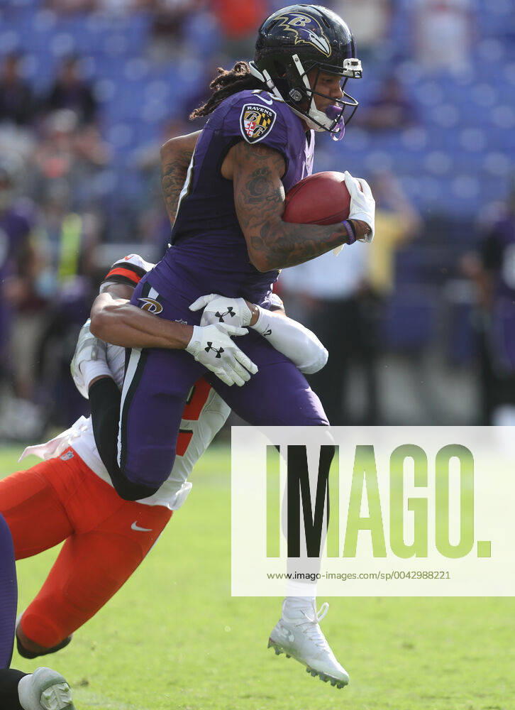 NFL, American Football Herren, USA 2019: Browns vs Ravens SEP 29, Baltimore Ravens WR Chris Moore (10) in action during a game against the Cleveland Browns at M&T Bank Stadium in Baltimore, Maryland on September 29, 2019. Photo Mike Buscher Cal Media Sipa USA(Credit Image: © Mike Buscher Cal Sport Media Sipa USA CSM Sipa USA) NO ARCHIVING, , NO USE IN BOOKS WITHOUT CONSENT Baltimore MD United States