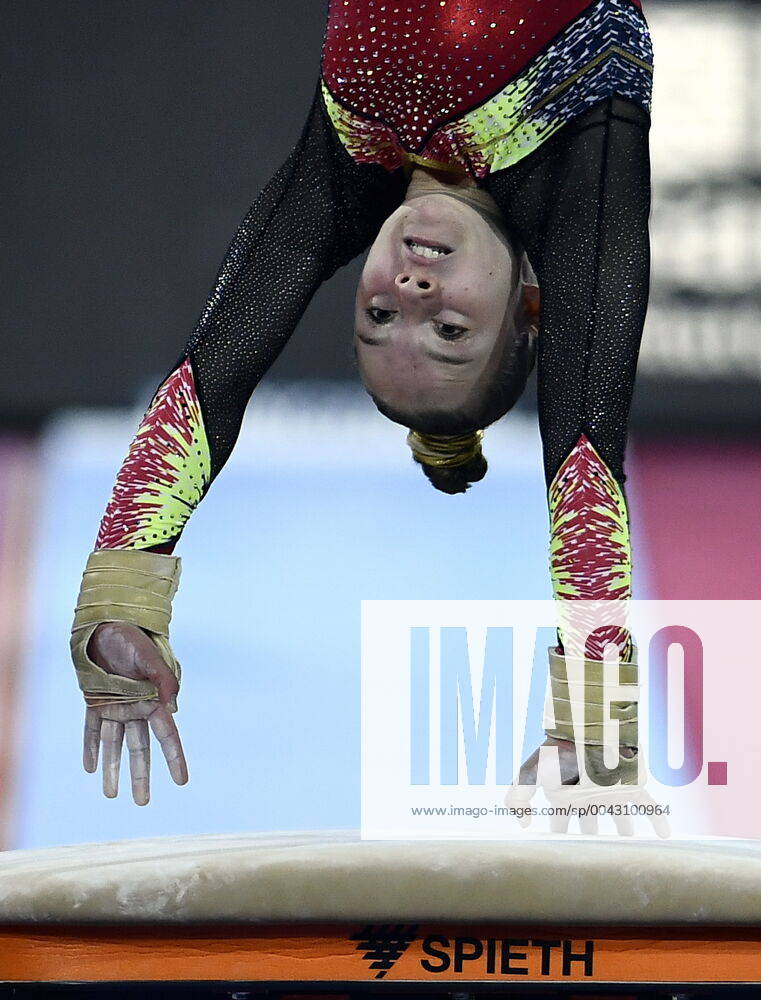 Belgian gymnast Jade Vansteenkiste pictured in action during the qualifications for the women s vault exercise, on day one of the world championships artistic gymnastics, Friday 04 October 2019, in Stuttgart, Germany. The Worlds are taking place from 04 to 13 October. ERICxLALMAND x05679024x