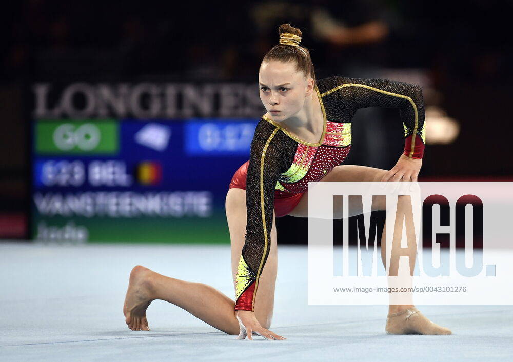 Belgian gymnast Jade Vansteenkiste pictured in action during the qualifications for the women s floor exercise, on day one of the world championships artistic gymnastics, Friday 04 October 2019, in Stuttgart, Germany. The Worlds are taking place from 04 to 13 October. ERICxLALMAND x05679052x