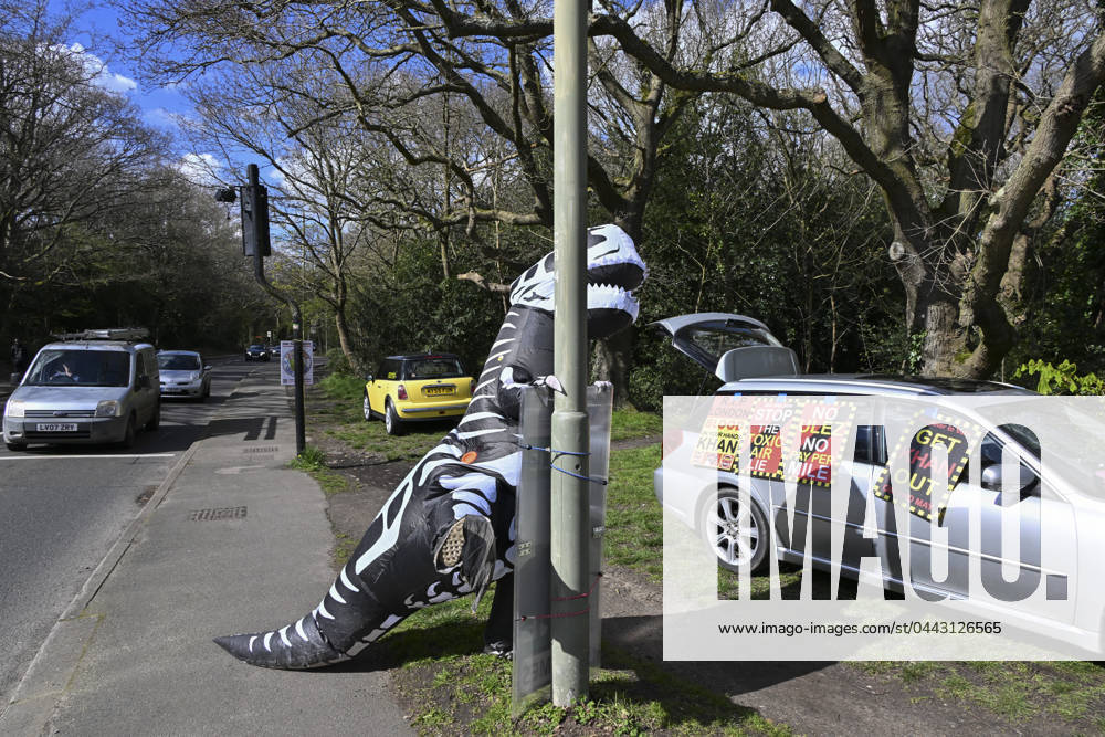 Protesters during a protest against the Ultra Low Emission Zone at the Chislehurst War Memorial in Chislehurst, London. ULEZ cameras in Chislehurst and other nearby areas have been vandalised in previous months.
