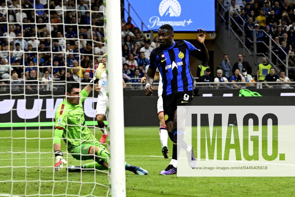 Foto IPP Paolo Bona Milano 14 04 2024 Campionato Serie A di Calcio stagione 2023 2024 partita Inter-Cagliari Nella foto Marcus Thuram segna il gol del 1-0 Italy Photo Press Worldwide Copyright