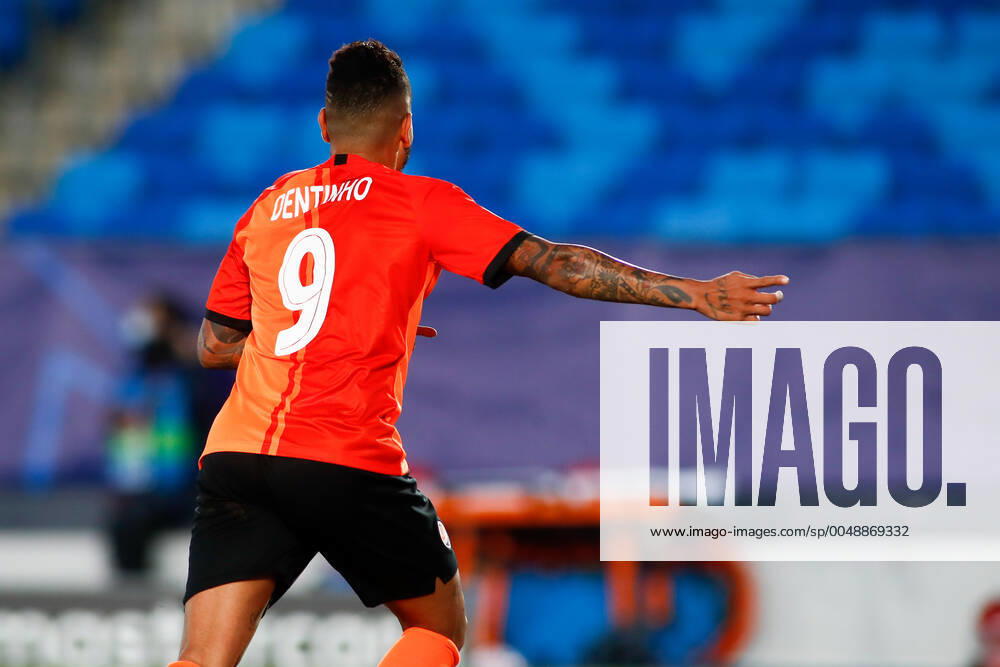 Bruno Dentinho Ferreira of Shakhtar Donetsk celebrates a goal during the UEFA Champions League football match played between Real Madrid and Shakhtar Donetsk at Alfredo Di Stefano stadium on October 21, 2020 in Madrid, Spain. Valdebebas SPAIN - ZUMAa181 20201021_zaa_a181_127