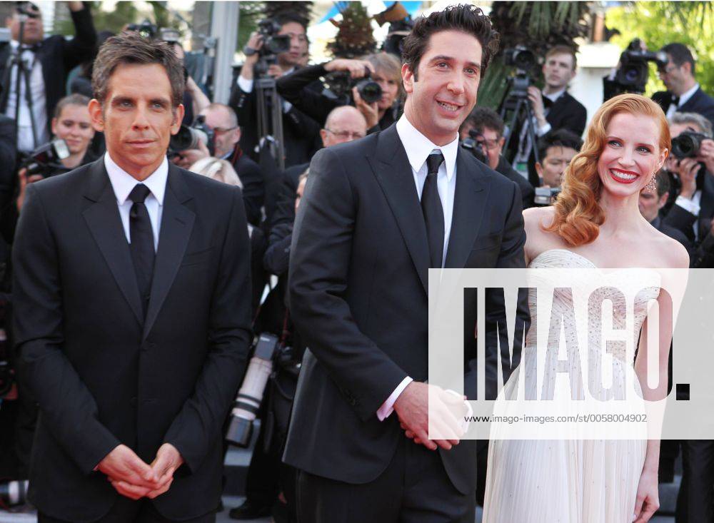 (120518) -- CANNES, May 18, 2012 (Xinhua) -- US actors Ben Stiller, David Schwimmer and Jessica Chastain (from L to R) attend the premiere of Madagascar 3: Europe s Most Wanted during the 65th Cannes Film Festival, southern France, May 18, 2012. (Xinhua Gao Jing) FRANCE-CANNES-FILM FESTIVAL-MADAGASCAR 3: EUROPE S MOST WANTED