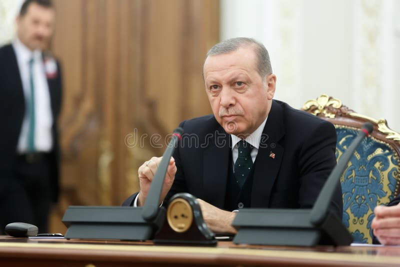 Turkish President Recep Tayyip Erdogan, KIEV, UKRAINE - Oct. 09, 2017: Turkish President Recep Tayyip Erdogan during his official visit to Ukraine