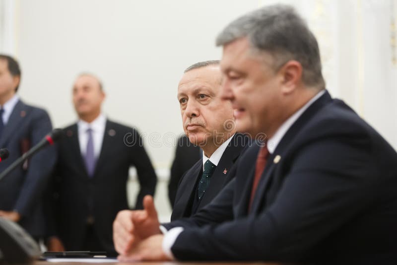 Turkish President Recep Tayyip Erdogan, KIEV, UKRAINE - Oct. 09, 2017: Turkish President Recep Tayyip Erdogan during his official visit to Ukraine