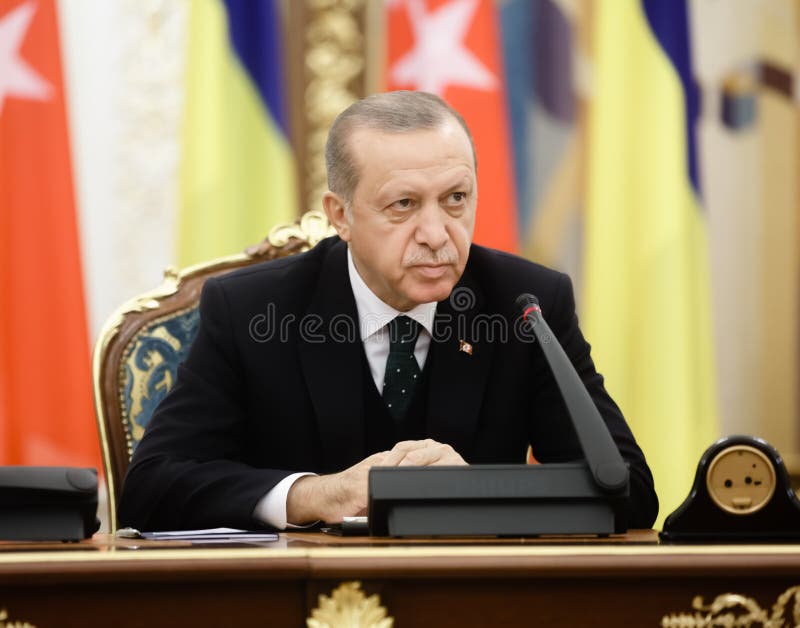 Turkish President Recep Tayyip Erdogan, KIEV, UKRAINE - Oct. 09, 2017: Turkish President Recep Tayyip Erdogan during his official visit to Ukraine