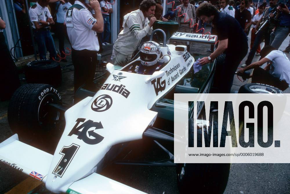 Alan Jones (Australien Williams Ford) in seinem Boliden - Motorsport Grand Prix Herren Großer Preis von Deutschland 1981, Formel 1 WM, F1, F, GP Einzelbild Hockenheimring Hockenheim