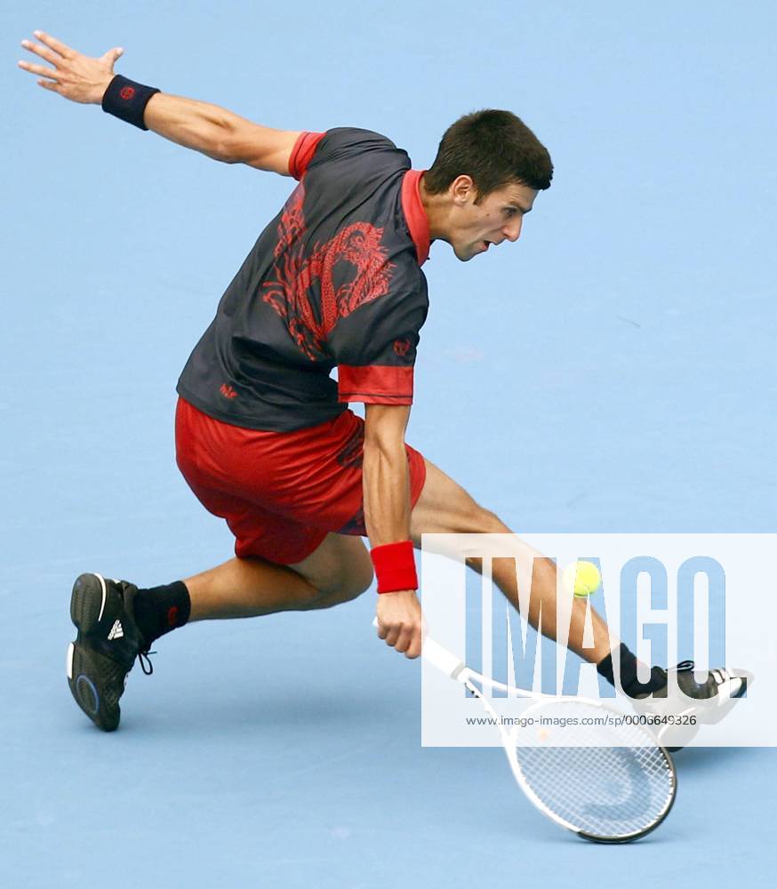 BEIJING, Oct. 9, 2010 - Novak Djokovic of Serbia hits a return during the men s singles semifinal at the China Open tennis tournament in Beijing, capital of China