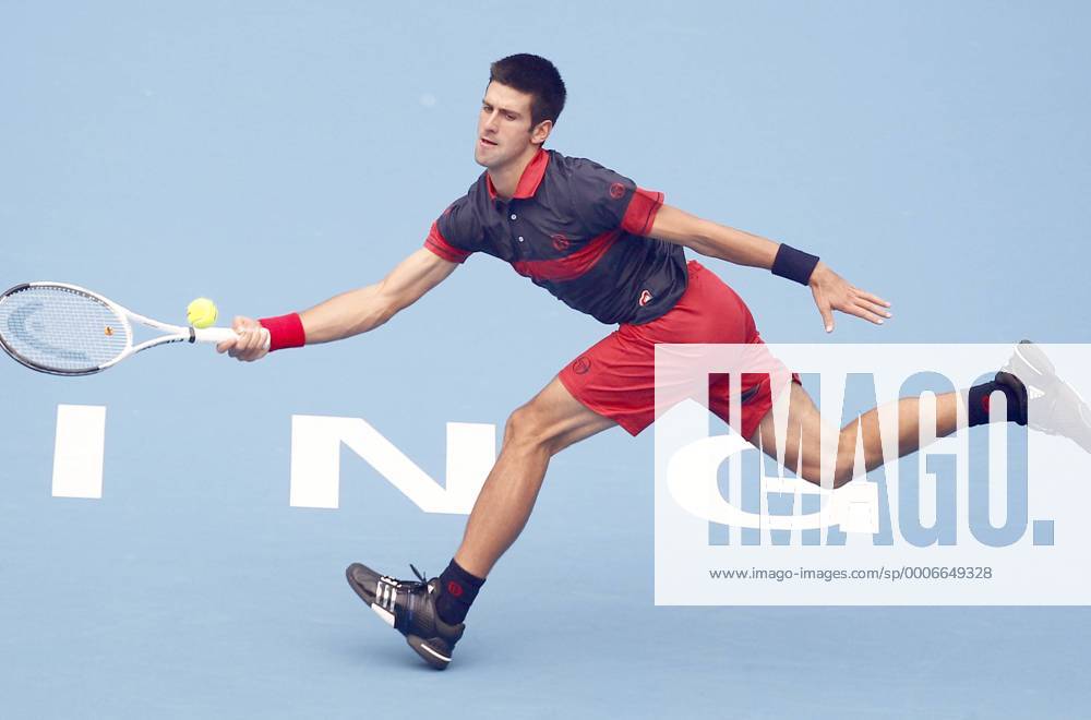 BEIJING, Oct. 9, 2010 - Novak Djokovic of Serbia hits a return during the men s singles semifinal at the China Open tennis tournament in Beijing, capital of China