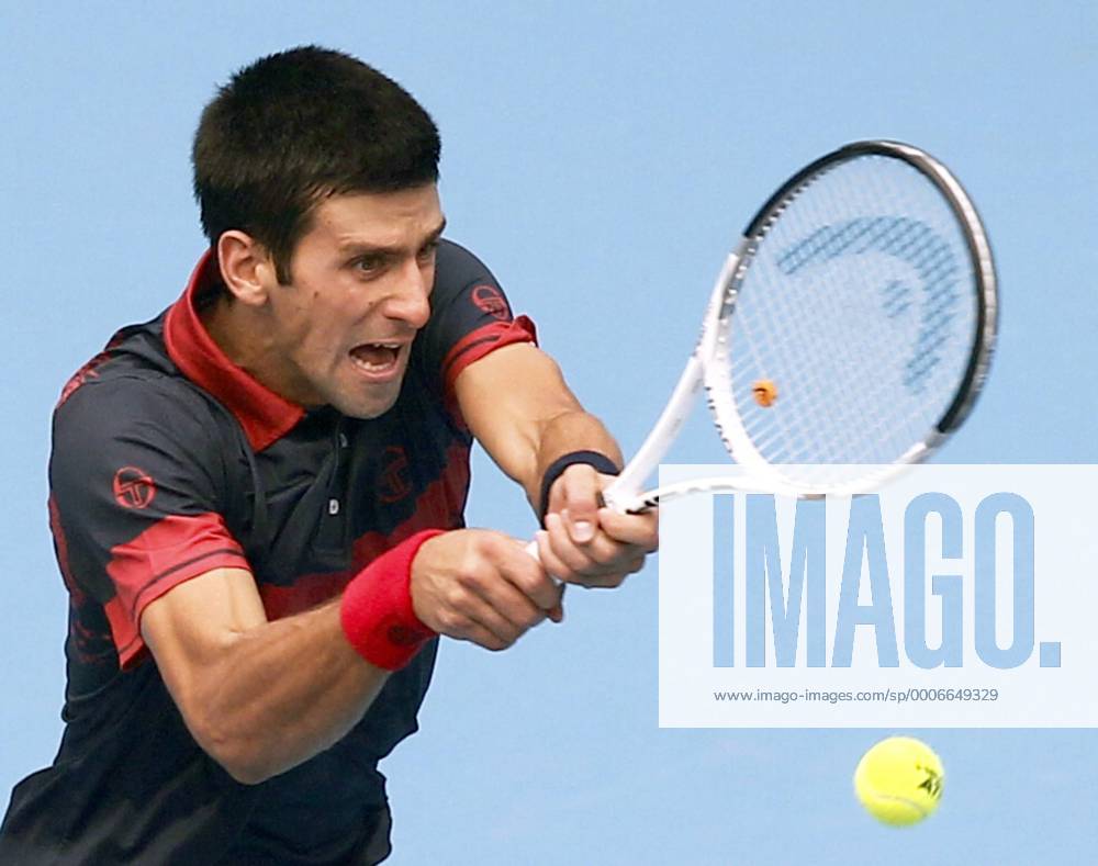 BEIJING, Oct. 9, 2010 - Novak Djokovic of Serbia hits a return during the men s singles semifinal at the China Open tennis tournament in Beijing, capital of China