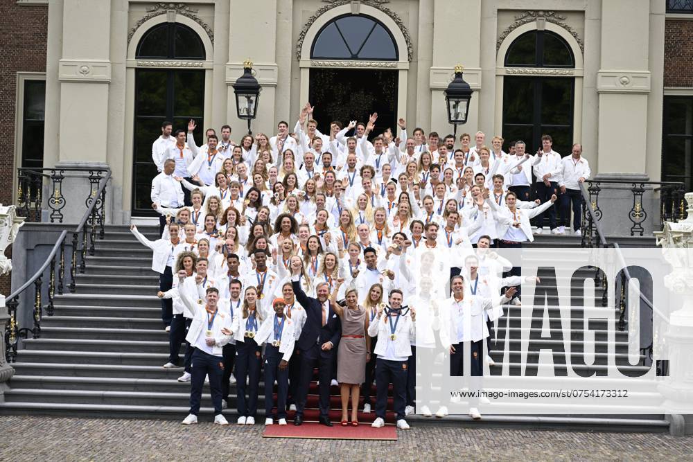 Den Haag, The Netherlands, 2024-08-13 15:25:16 THE HAGUE, 13-08-2024, Huis ten Bosch PalaceKing Willem Alexander and Queen Maxima receive the Dutch medal winners of the 2024 Summer Olympics in Paris at Huis ten Bosch PalacePHOTO: NLBeeld Patrick van Emst Credit: NL Beeld Patrick van Emst