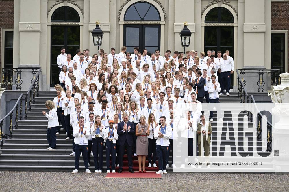 Den Haag, The Netherlands, 2024-08-13 15:26:12 THE HAGUE, 13-08-2024, Huis ten Bosch PalaceKing Willem Alexander and Queen Maxima receive the Dutch medal winners of the 2024 Summer Olympics in Paris at Huis ten Bosch PalacePHOTO: NLBeeld Patrick van Emst Credit: NL Beeld Patrick van Emst