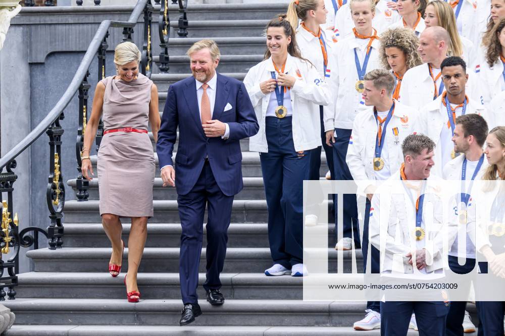 Den Haag, The Netherlands, 2024-08-13 15:26:02 THE HAGUE, 13-08-2024, Huis ten Bosch PalaceKing Willem Alexander and Queen Maxima receive the Dutch medal winners of the 2024 Summer Olympics in Paris at Huis ten Bosch PalacePHOTO: NLBeeld Patrick van Emst Credit: NL Beeld Patrick van Emst