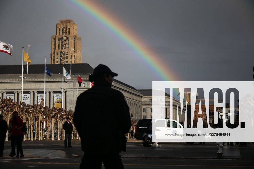 San Francisco, California, U.S - San Francisco police officers gather outside City Hall as they expect thousands to attend a protest against United States President Donald Trump in San Francisco, California. San Francisco U.S. - ZUMAj106 20170120_zap_j106_001