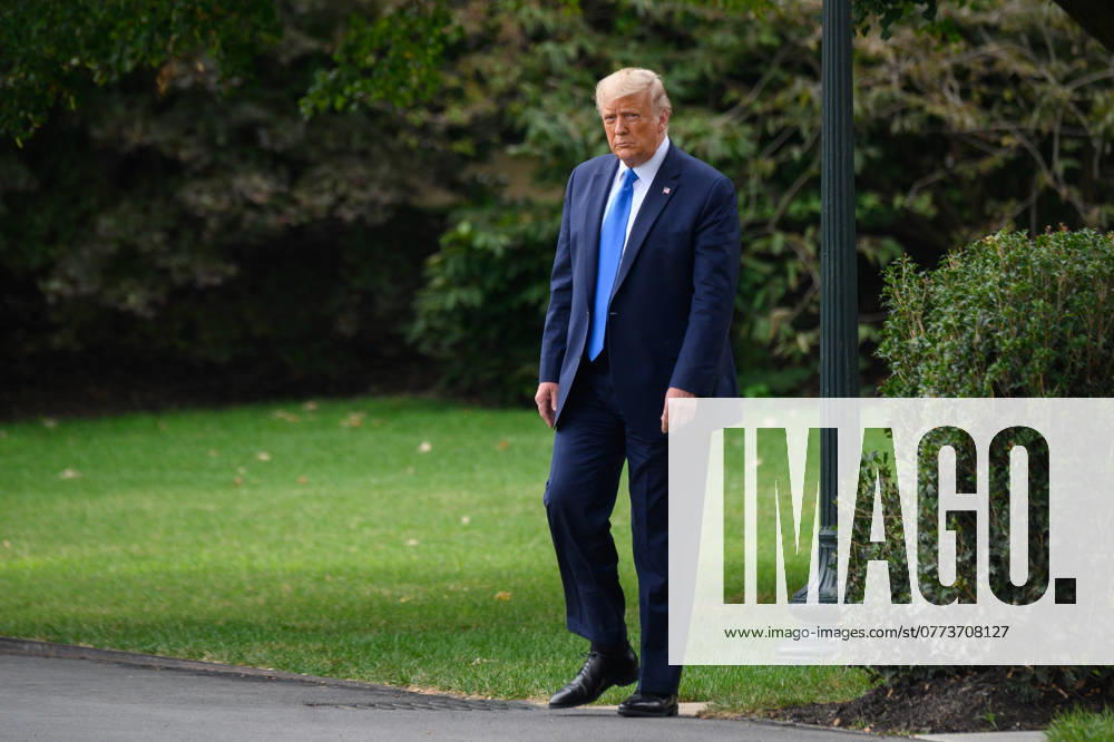 President Donald Trump Speaks to Members of the Media U.S. President Donald Trump walks to the South Lawn of the White House before boarding Marine One in Washington, D.C., U.S., on Thursday, September 24, 2020. Credit: Erin Scott Pool via CNP AdMedia Washington District of Columbia United States of America