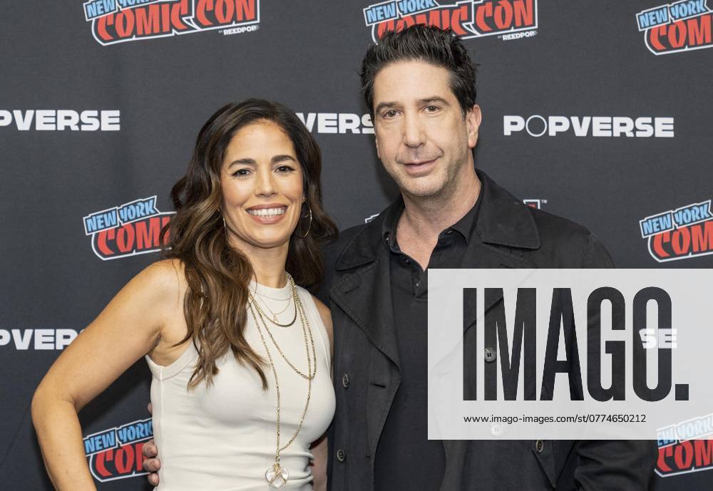 Thousands of people attend New York Comic Con at Jacob Javits Center on October 20, 2024, many wear costumes and accessories made by themselves. Some were recording videos for Instagram and TikTok. Ana Ortiz and David Schwimmer pose after the panel for Goosebumps: The Vanishing produced by Disney New York USA - ZUMAr339 20241020_znp_r339_081