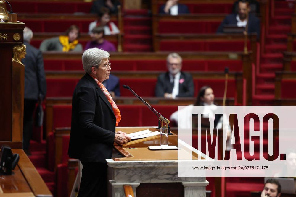 Paris, France le 28 octobre 2024 - Examen en seance publique du Budget de la Securite sociale pour 2025, le PLFSS - Public session examination of the Social Security Budget for 2025, the PLFSS - Ici Genevieve Darrieussecq, ministre de la sante et de l acces aux soins