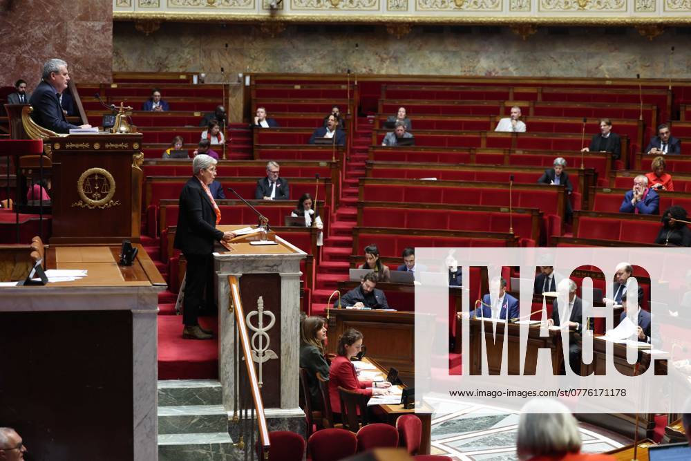 Paris, France le 28 octobre 2024 - Examen en seance publique du Budget de la Securite sociale pour 2025, le PLFSS - Public session examination of the Social Security Budget for 2025, the PLFSS - Ici Genevieve Darrieussecq, ministre de la sante et de l acces aux soins